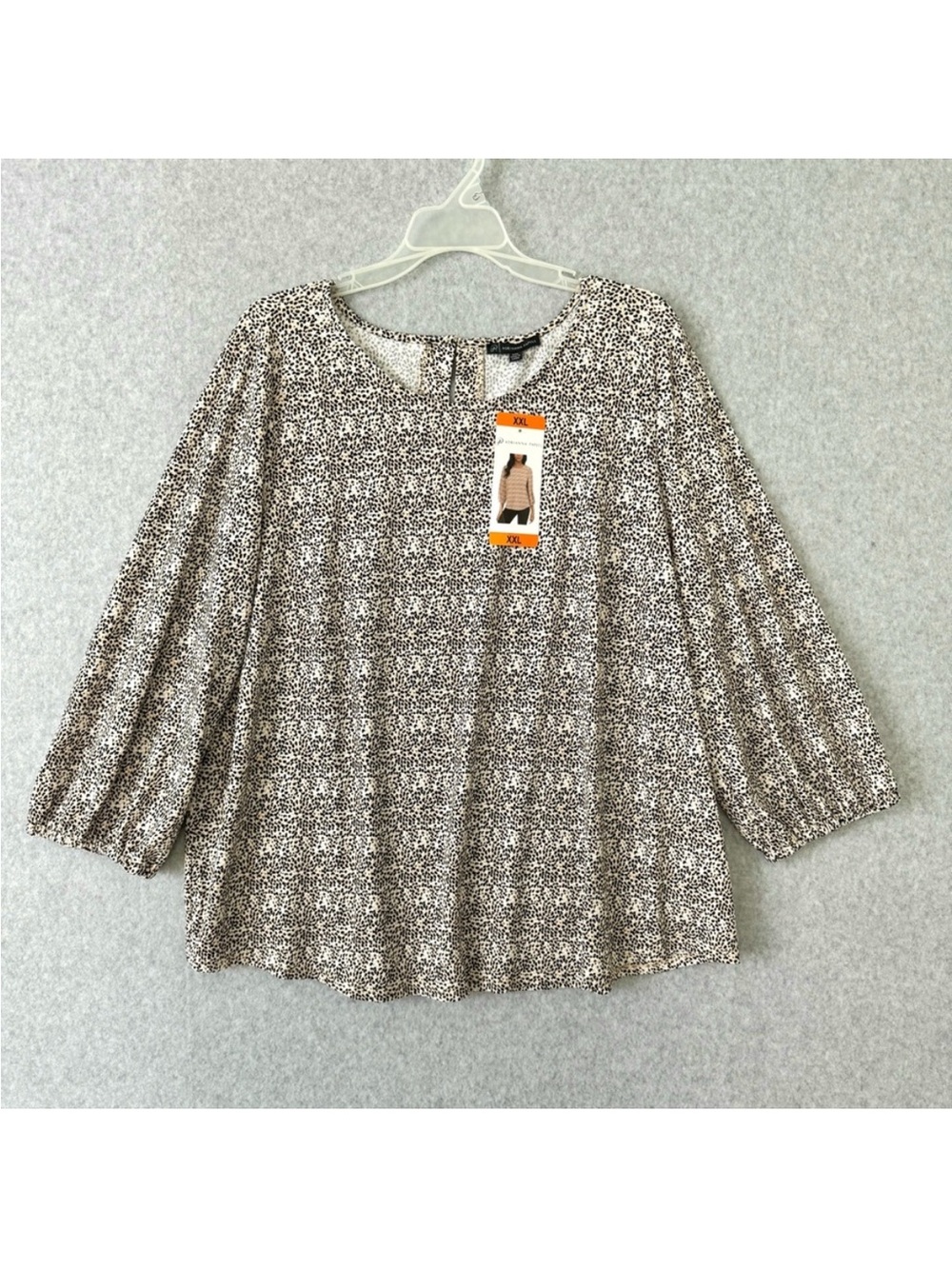 Adrianna Papell Womens Top XXL Beige Black Stretch Casual Comfort New